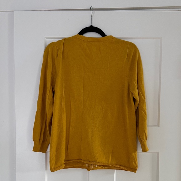 Anthropologie Mustard Embroidered Cardigan - Size L - Picture 4 of 4